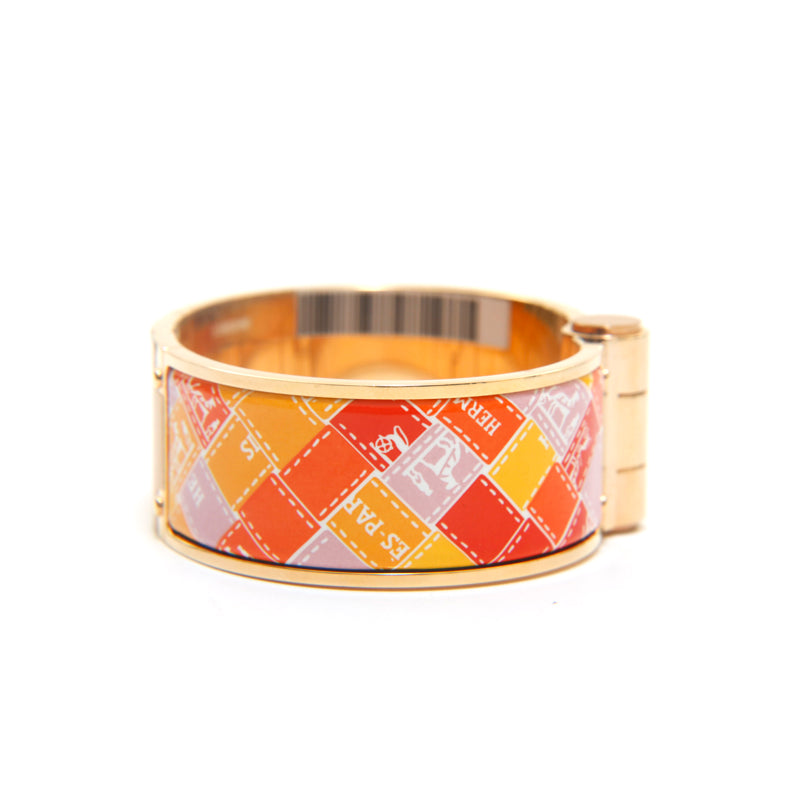 エルメス HERMES シャルニエールGM バングル ゴールド×オレンジ P14122