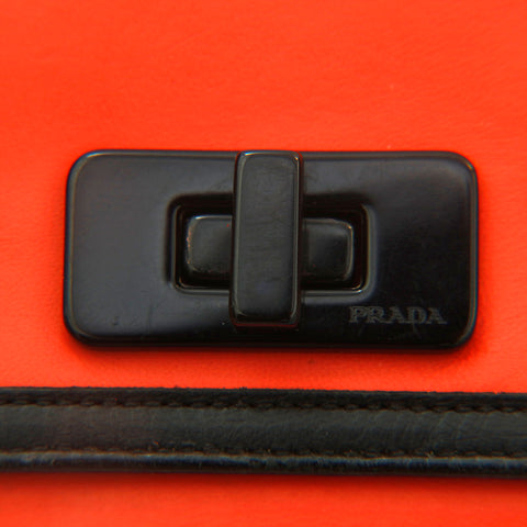Prada PRADA Turn Lock Bicolor Long Wallet Red x Black P14135
