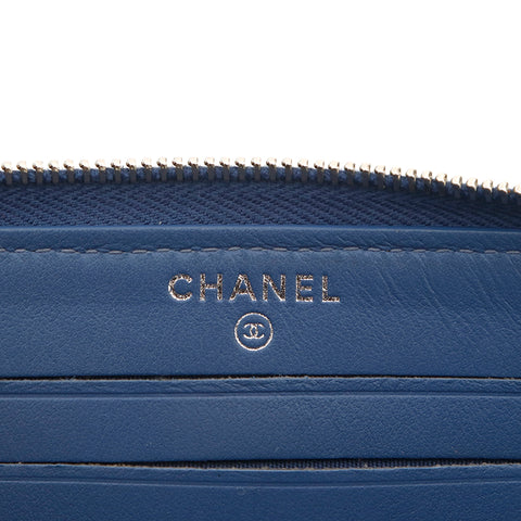 シャネル CHANEL ドーヴィル ツイード 折り財布 ブルー P14139