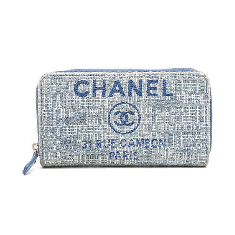 Chanel Chanel Dowville Tweed折叠钱包蓝色P14139