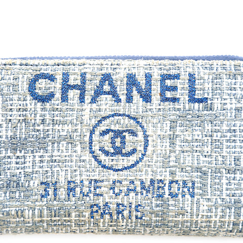 シャネル CHANEL ドーヴィル ツイード 折り財布 ブルー P14139