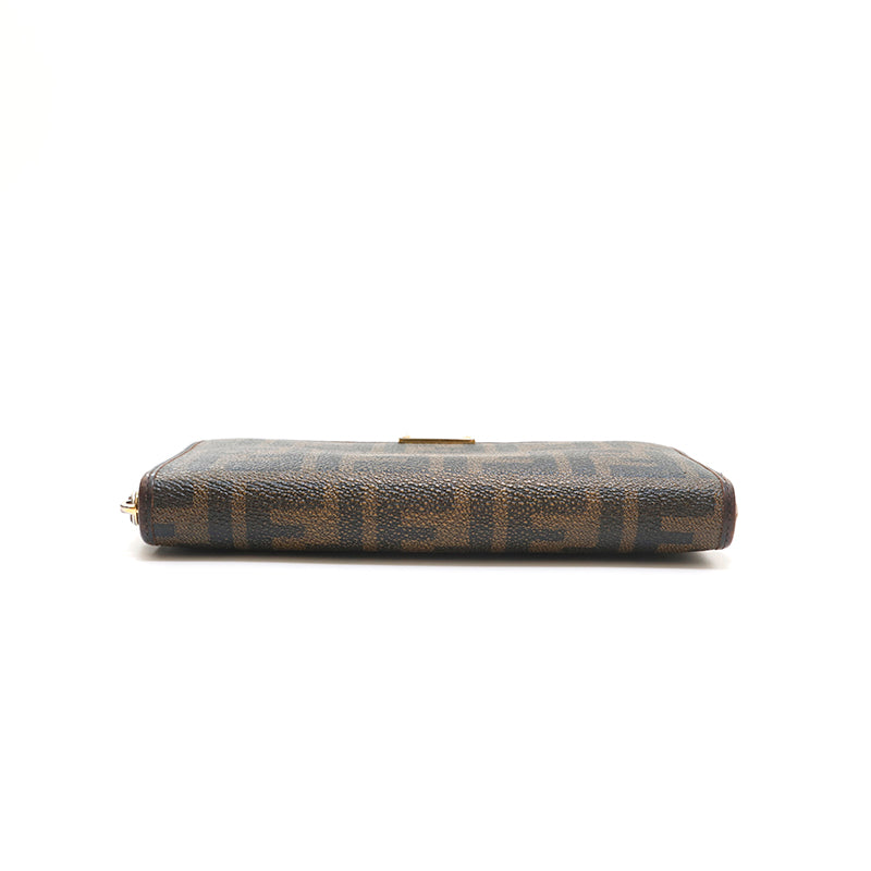 FENDI Zucca PVC Zippy Long Wallet Brown P14140 – NUIR VINTAGE