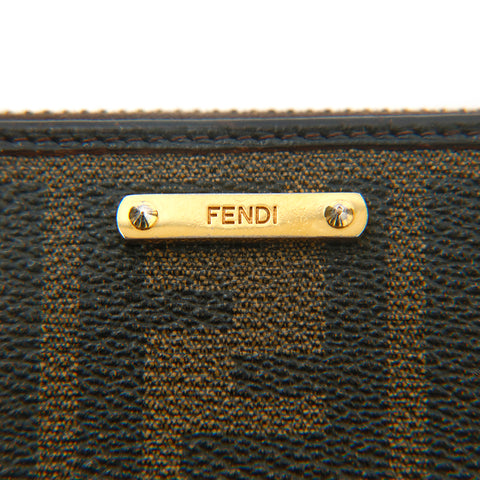 Fendi Fendi Zucca PVC Zippy长钱包棕色P14140