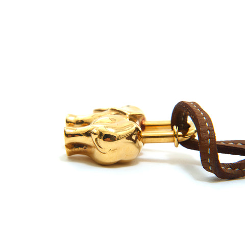 HERMES HERMES Elephant Motif Cadena Padrock Charm Gold P14145