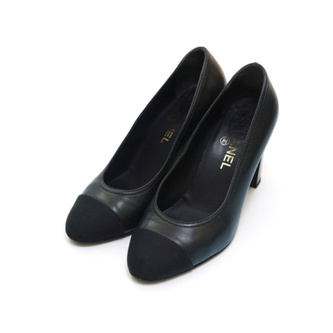 香奈儿香奈儿水钻徽标鞋跟泵黑色P14153