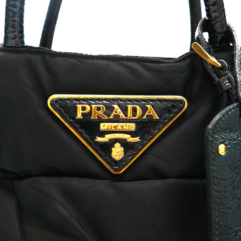 Prada Prada Prada Nylon ENAMEL 2WAY Sac à main noir P14161