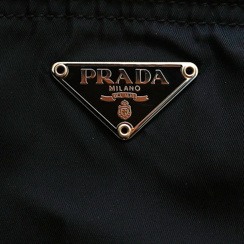 プラダ PRADA ナイロン トライアングルプレート ハンドバッグ ブラック P14165