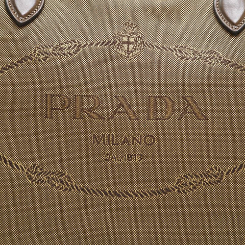 プラダ PRADA ジャガード レザー  トートバッグ ブラウン P14170