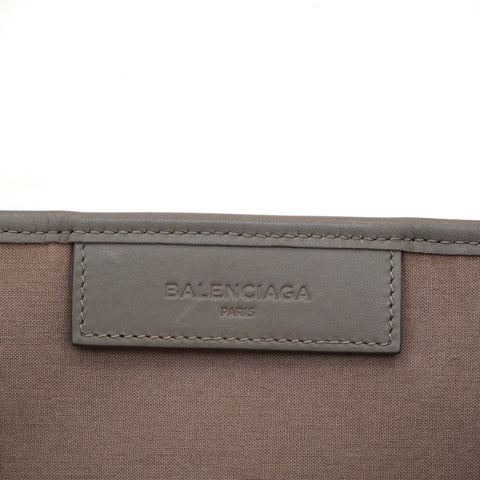 Balenciaga Balenciaga徽标帆布皮革手袋象牙P14177