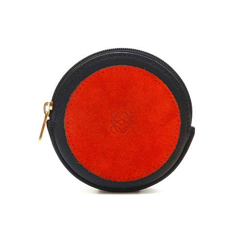 Loewe LOEWE Logo Leather round coin case red x black P14209 – NUIR