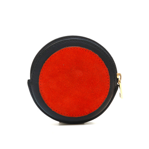 Loewe Loewe徽标皮革圆形硬币盒红色X黑色P14209