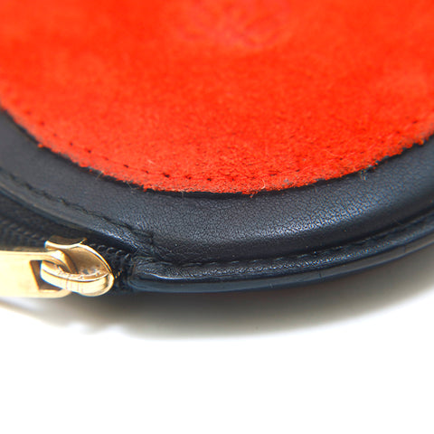 Loewe LOEWE Logo Leather round coin case red x black P14209