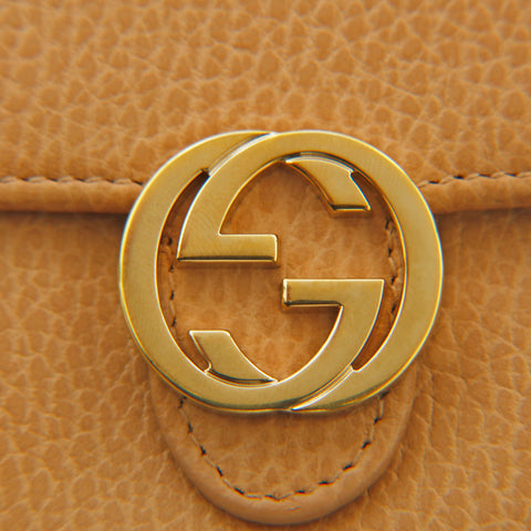 Gucci GUCCI Interlocking G Leather Fold Wallet Brown P14211 – NUIR VINTAGE