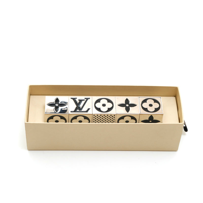 Louis Vuitton Louis Vuitton Black x Silver Tone Cube Dice Game Set