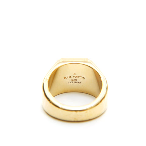 Louis Vuitton Monogram Monogram Signet Ring, Gold, M