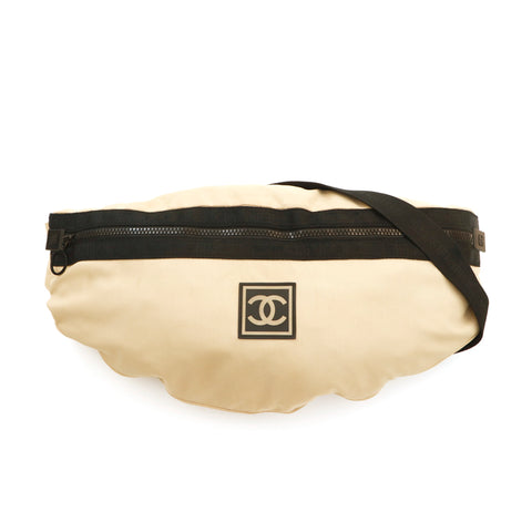 Chanel CHANEL Sports Line Coco Mark Body Bag Canvas Beige P14246