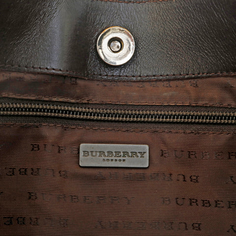 Burberry Burberry Novacheck PVC Cuir Sac à main Brown P14275