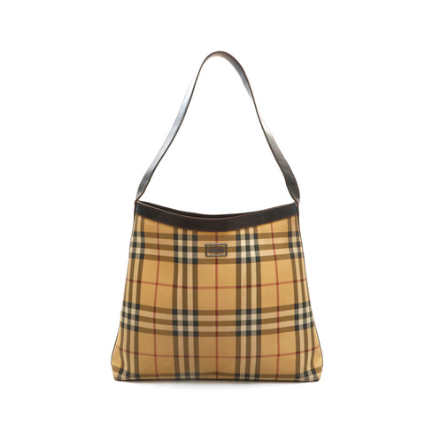 Burberry Burberry Novacheck PVC皮革肩部手提包棕色P14275