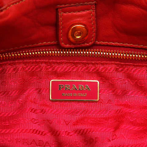 Prada Prada Logo Roskin Handbag Red P14282