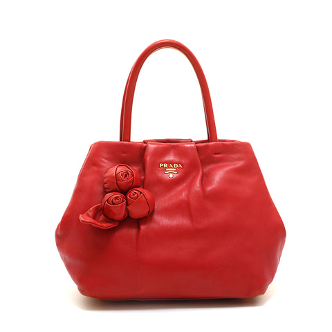 Prada Prada徽标Roskin手袋红色P14282