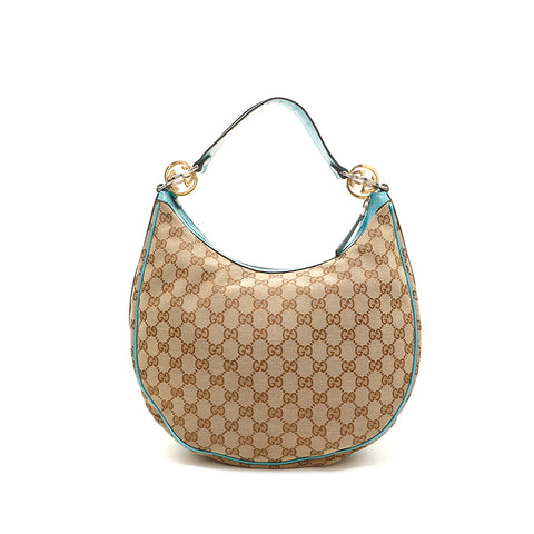 Gucci gucci gg toivas inter-choux sac à épaule bleu x marron p14287