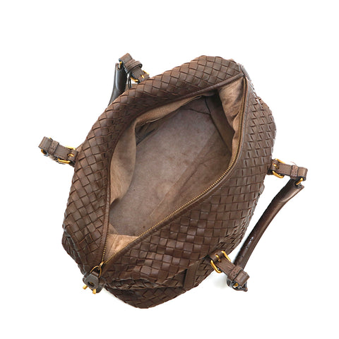 Bottega Veneta Bottegaveneta Intrecchart波士顿手提包皮革棕色P14327