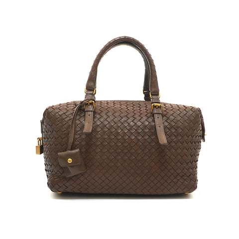 Bottega Veneta Bottegaveneta Intrecchart波士顿手提包皮革棕色P14327