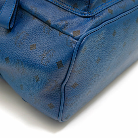 M Sea M MCM Logo Leather Backpack Daypack Blue P14338 – NUIR VINTAGE