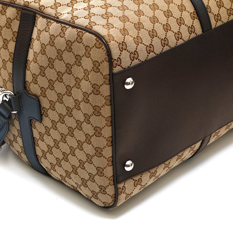 Gucci GG Canvas Boston Duffle Bag - Brown Luggage and Travel