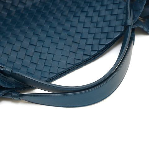 Blue Bottega Veneta Intrecciato Shoulder Bag