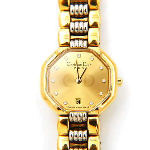 クリスチャンディオール Christian Dior スウィング オクタゴン 48.133 クォーツ 腕時計 ゴールド P14412