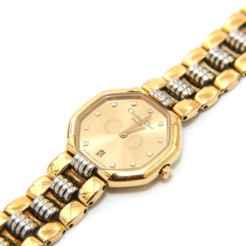 クリスチャンディオール Christian Dior スウィング オクタゴン 48.133 クォーツ 腕時計 ゴールド P14412