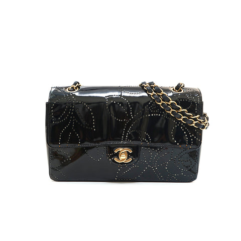 Chanel CHANEL Camellia Patent Shoulder Bag Black P14432 – NUIR VINTAGE
