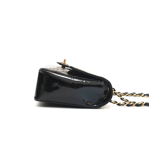 Chanel - Box Clutch on Chain - Black Patent - CGHW - Mint