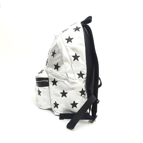 Eve Saint Laurent Yves Saint Laurent Hunter Line Star Backpack Daypack Leather Silver P14439