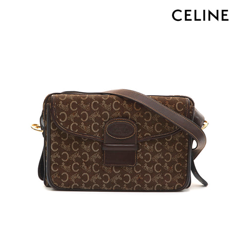 Celine Vintage Brown Macadam Canvas Small Tote Shoulder Bag