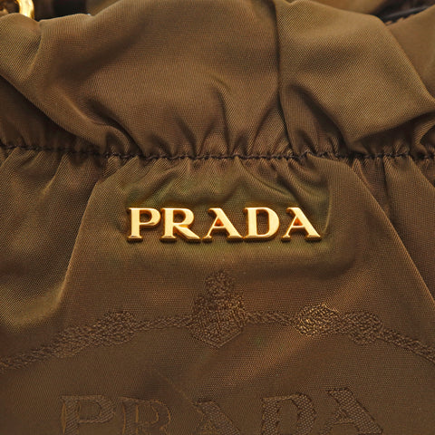 プラダ PRADA リボン ミニ ショルダーバッグ ナイロン ブラウン P14453