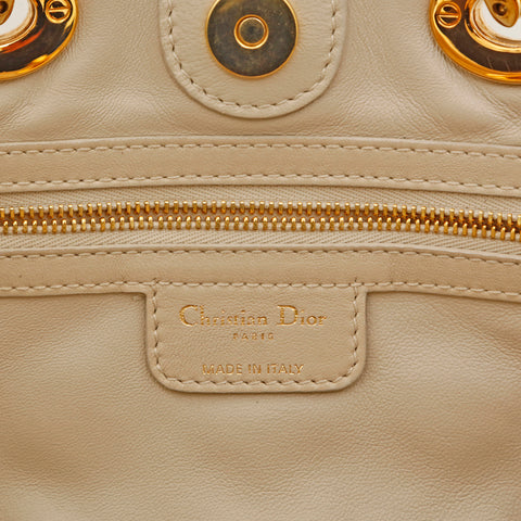 クリスチャンディオール Christian Dior レディディオール カナージュ ハンドバッグ レザー ベージュ P14455