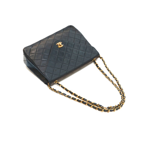 Chanel Chanel V flap Matrasse肩带皮革海军P14460