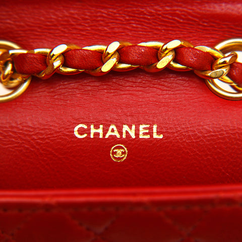 Chanel Chanel Mini Mini Mini Mini Mrasse Lambskin Chain Chain Belt Pouch West Bag红色P14494