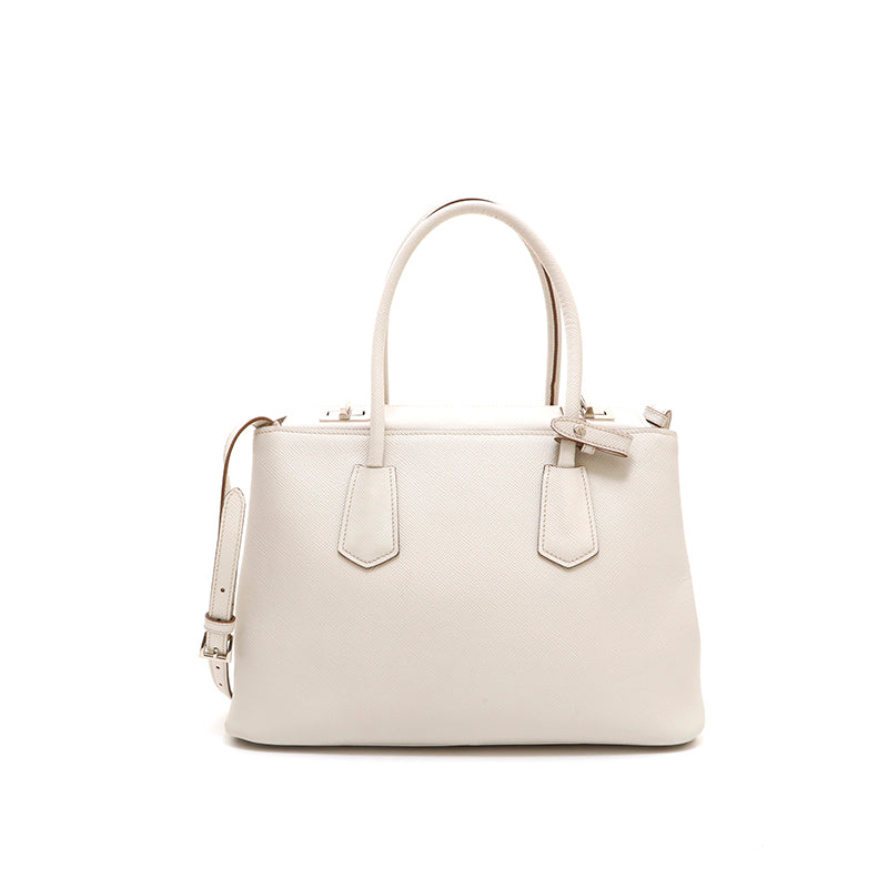 プラダ PRADA ロゴ レザー 2WAY ショルダー ハンドバッグ ホワイト
