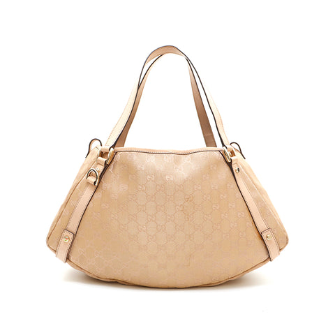 Gucci GUCCI GG Canvas Leather Shoulder Handbag Beige P14508 – NUIR VINTAGE