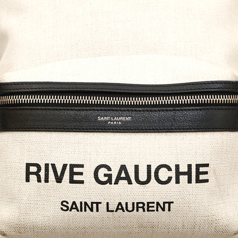 Yves Saint Laurent Natural Linen and Leather Rive Gauche Tote Bag