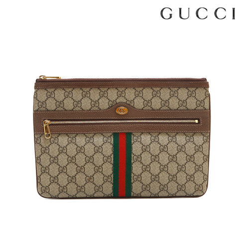 グッチ GUCCI GG スプリーム シェリーライン セカンドバッグ クラッチバッグ ベージュ P14536