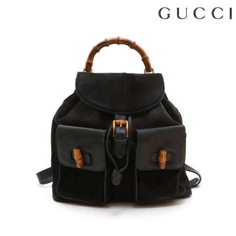 Gucci Gucci Bambooswed X皮革背包黑色P14544