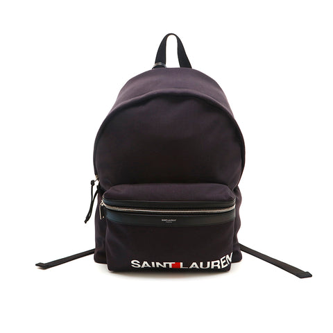 Saint Lampuri Saint Laurent Paris徽标帆布背包Daypack海军P14558