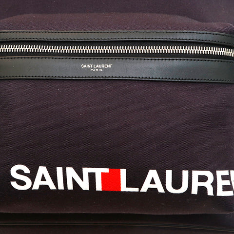 Saint Lampuri Saint Laurent Paris徽标帆布背包Daypack海军P14558