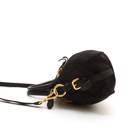Prada Nylon Tote Chain Shoulder Bag in Black