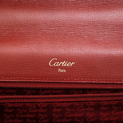 カルティエ CARTIER マストライン ハンドバッグ ワインレッド P14612