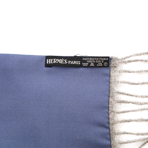 Hermes Hermes Shane Dancle Pattern x Etob Minfleur Silk Cashmere Gray P14626